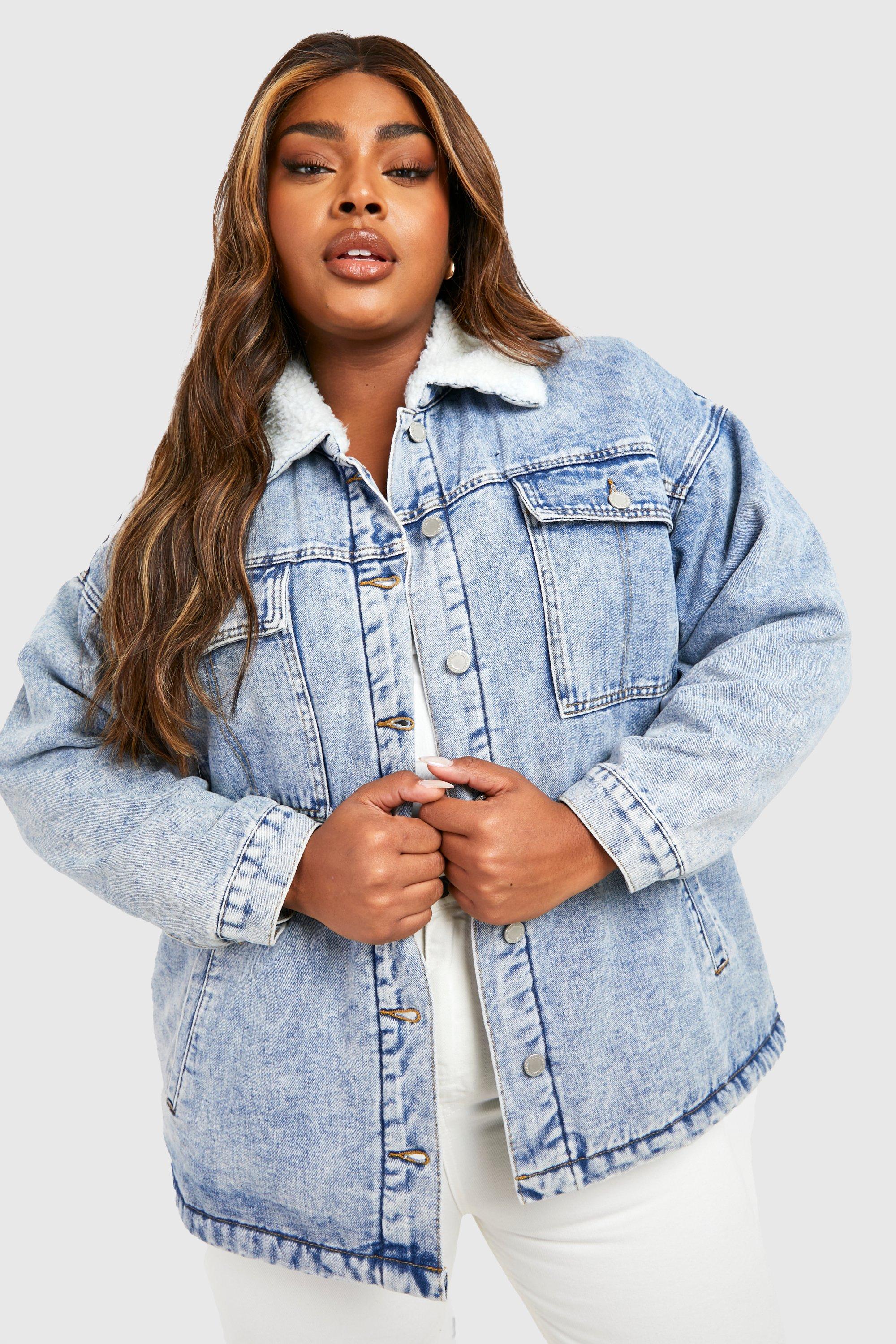 Plus size denim store coats & jackets